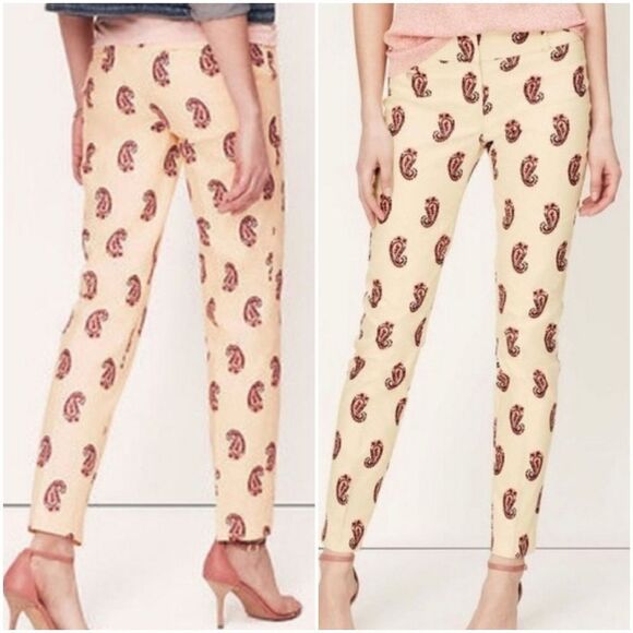 🔸️Loft Cream & Red Paisley Print Petite Pants Petite 00 - Picture 1 of 12
